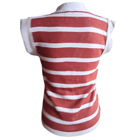Medium True Vintage Sleeveless Striped Button-Up Sweater Vest Top 1970's Boho - Picture 5 of 6